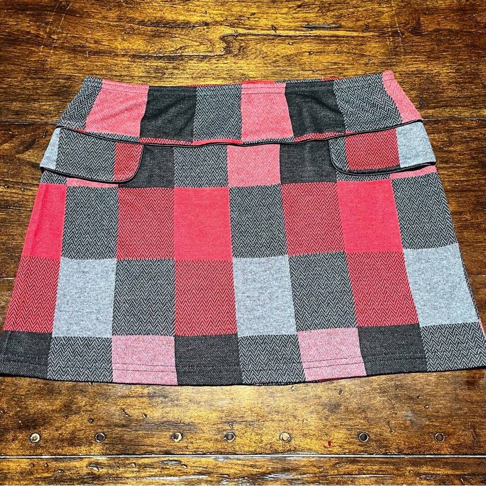 Vintage‎ Semisweet Women's Plaid Mini Skirt XL Red Black Gray Y2K Academia 90s